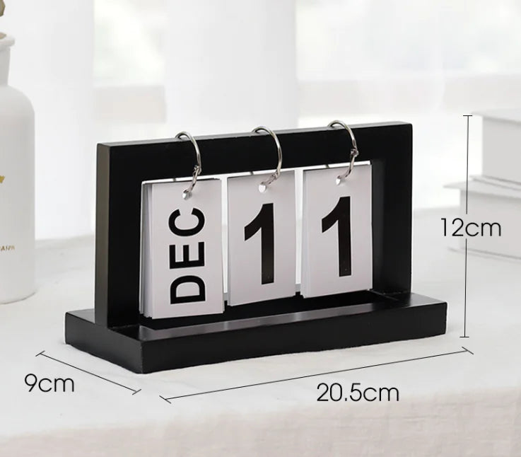 Wooden Flip Calendar – Premium Office & Home Desk Decoration – 100% Reusable