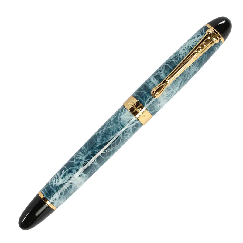 Metal Water-Based Ballpoint Pen and Marble Fountain Pen