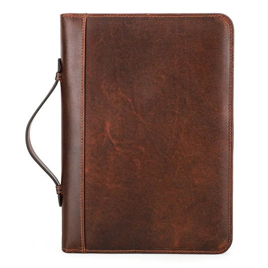 Vintage Leather Portfolio - Notebook Cover and Storage Pouch