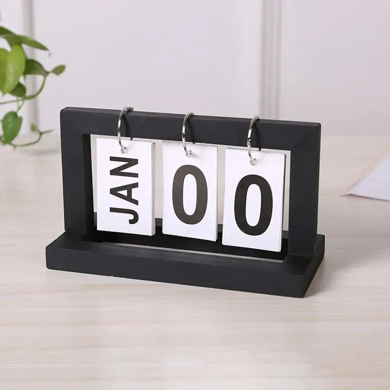 Wooden Flip Calendar – Premium Office & Home Desk Decoration – 100% Reusable