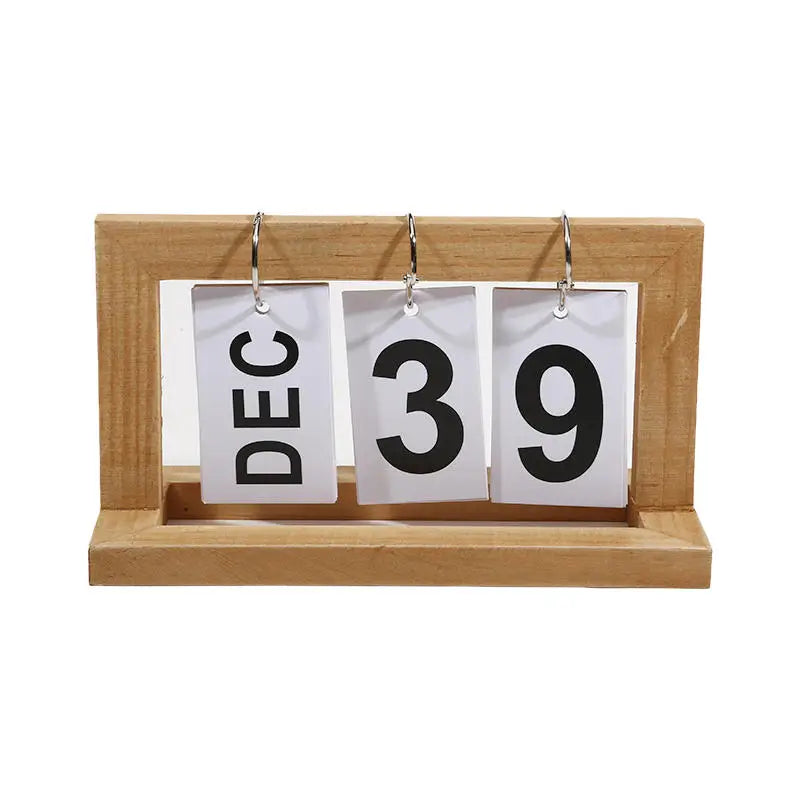 Wooden Flip Calendar – Premium Office & Home Desk Decoration – 100% Reusable