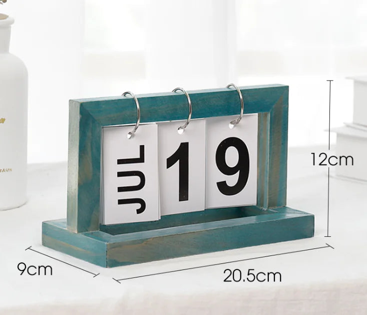 Wooden Flip Calendar – Premium Office & Home Desk Decoration – 100% Reusable